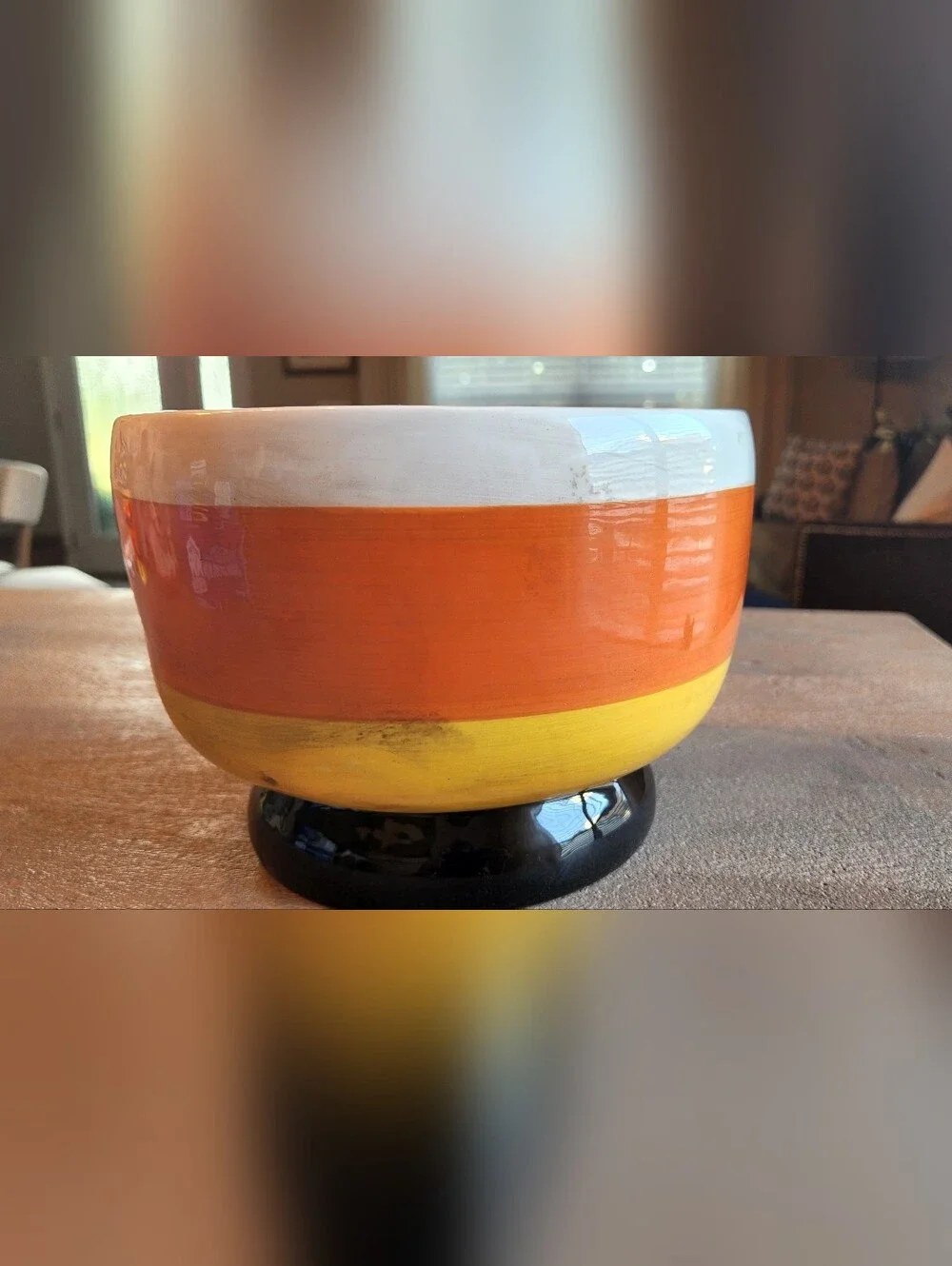 Johanna Parker Large Candy Corn Bowl HTF Halloween Collectible H 6